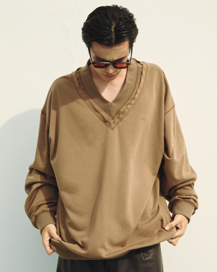 GH DOUBLE-LAYER RAW CUT SWEATER